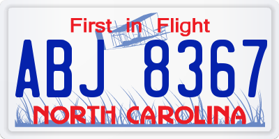NC license plate ABJ8367