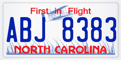 NC license plate ABJ8383