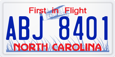 NC license plate ABJ8401