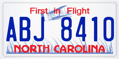 NC license plate ABJ8410