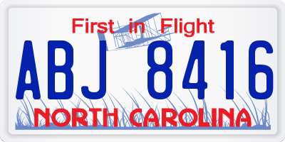 NC license plate ABJ8416