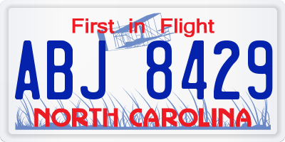 NC license plate ABJ8429