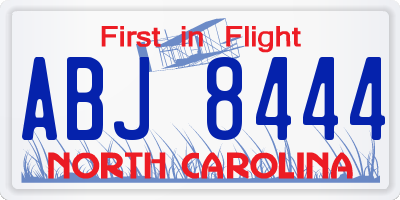 NC license plate ABJ8444