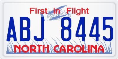 NC license plate ABJ8445