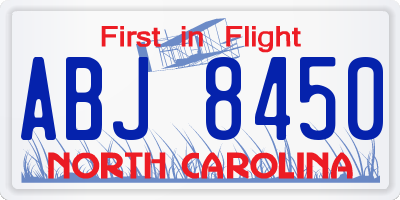 NC license plate ABJ8450