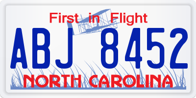 NC license plate ABJ8452