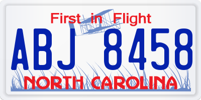 NC license plate ABJ8458