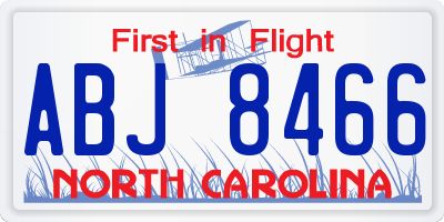 NC license plate ABJ8466