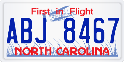 NC license plate ABJ8467