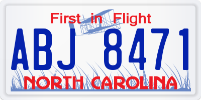NC license plate ABJ8471