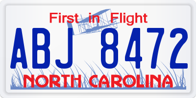NC license plate ABJ8472