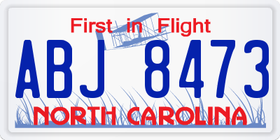 NC license plate ABJ8473