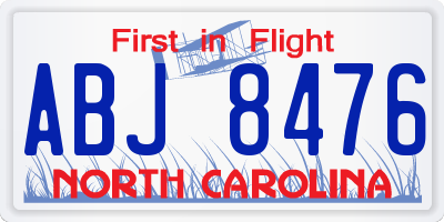 NC license plate ABJ8476