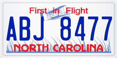 NC license plate ABJ8477