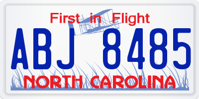 NC license plate ABJ8485