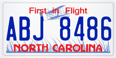NC license plate ABJ8486