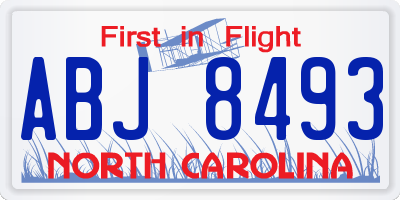 NC license plate ABJ8493