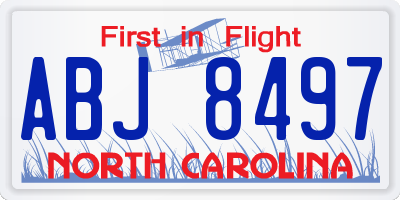 NC license plate ABJ8497