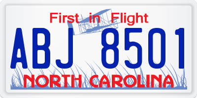 NC license plate ABJ8501