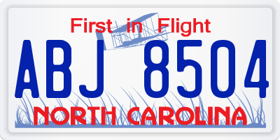 NC license plate ABJ8504