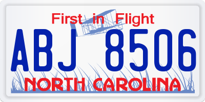 NC license plate ABJ8506