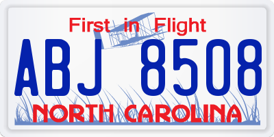 NC license plate ABJ8508