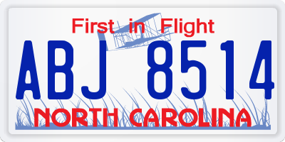 NC license plate ABJ8514