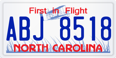 NC license plate ABJ8518
