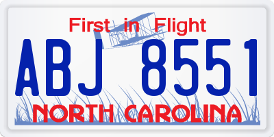 NC license plate ABJ8551