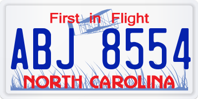 NC license plate ABJ8554