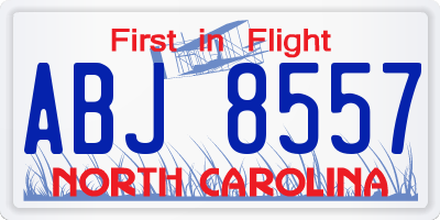 NC license plate ABJ8557
