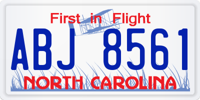 NC license plate ABJ8561