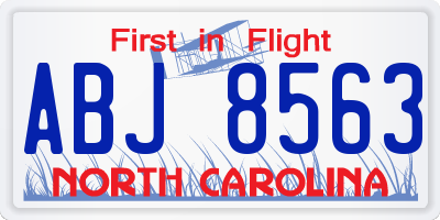 NC license plate ABJ8563