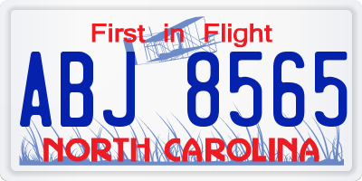 NC license plate ABJ8565