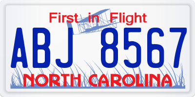 NC license plate ABJ8567