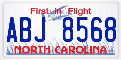 NC license plate ABJ8568