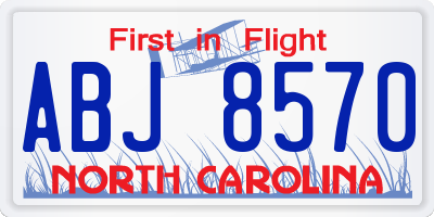 NC license plate ABJ8570