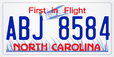 NC license plate ABJ8584
