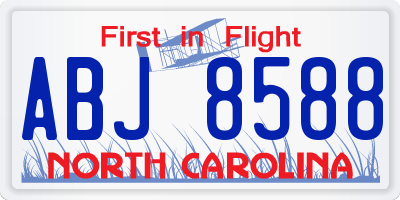 NC license plate ABJ8588