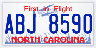 NC license plate ABJ8590