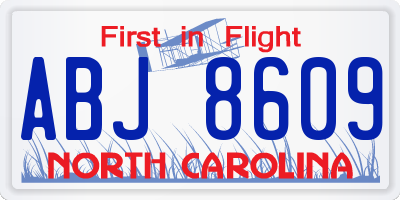 NC license plate ABJ8609