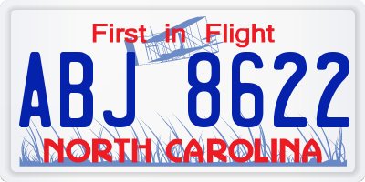 NC license plate ABJ8622