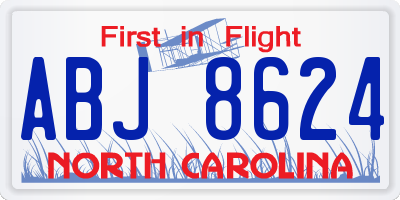 NC license plate ABJ8624