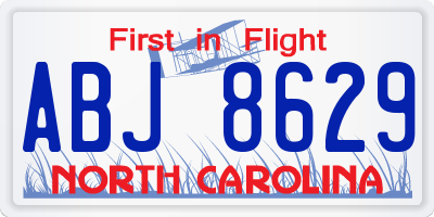 NC license plate ABJ8629