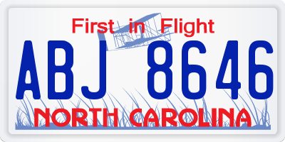 NC license plate ABJ8646