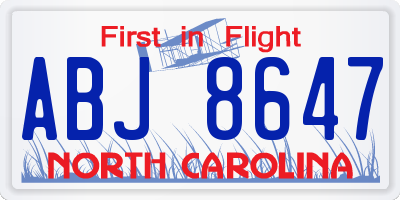 NC license plate ABJ8647
