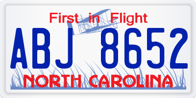 NC license plate ABJ8652
