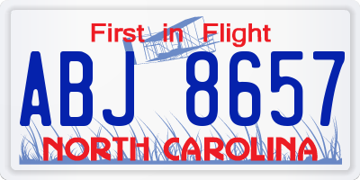 NC license plate ABJ8657