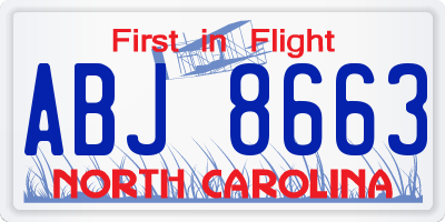NC license plate ABJ8663