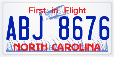 NC license plate ABJ8676
